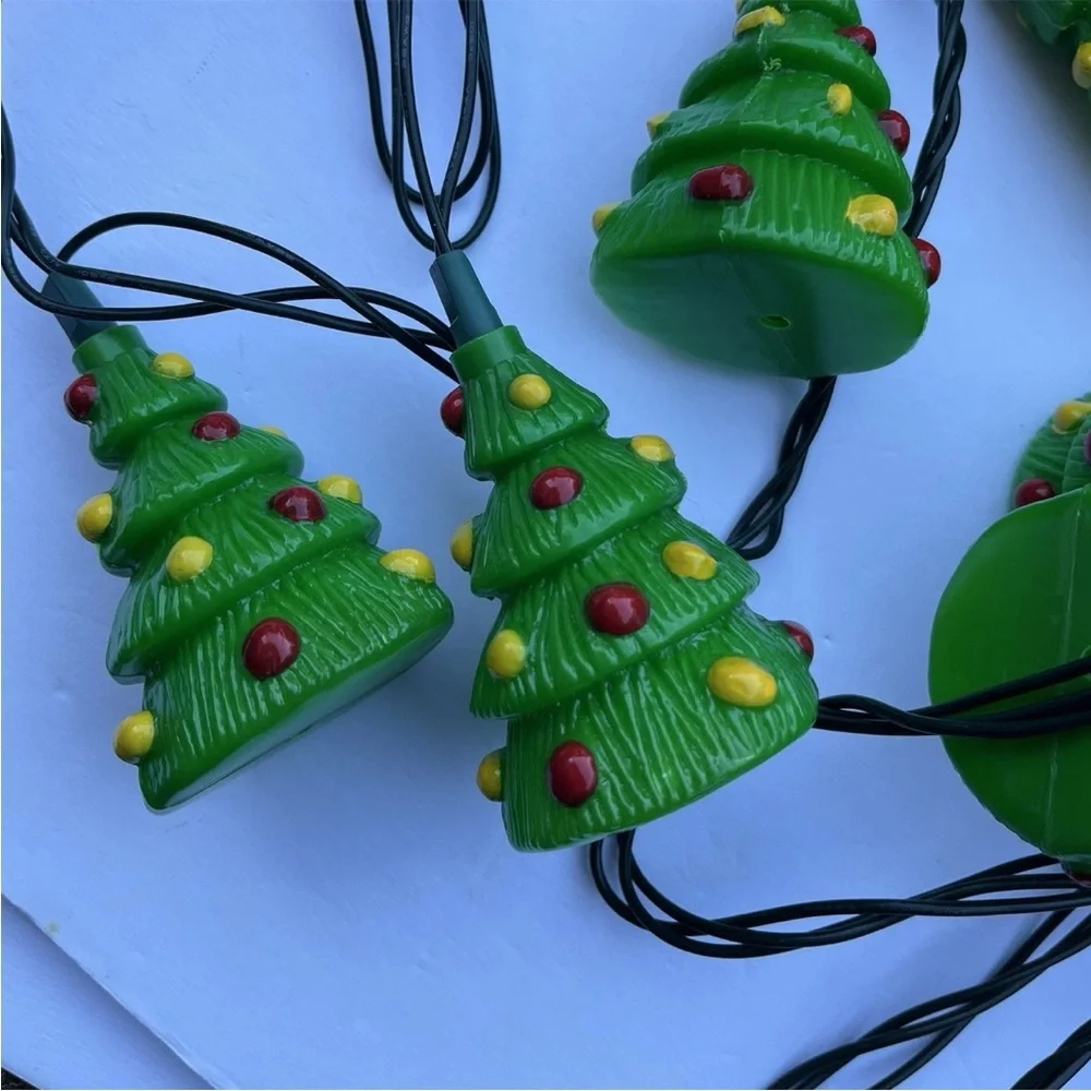 2 Sets Novelty Christmas Tree Blow Mold Plastic String Lights Strands